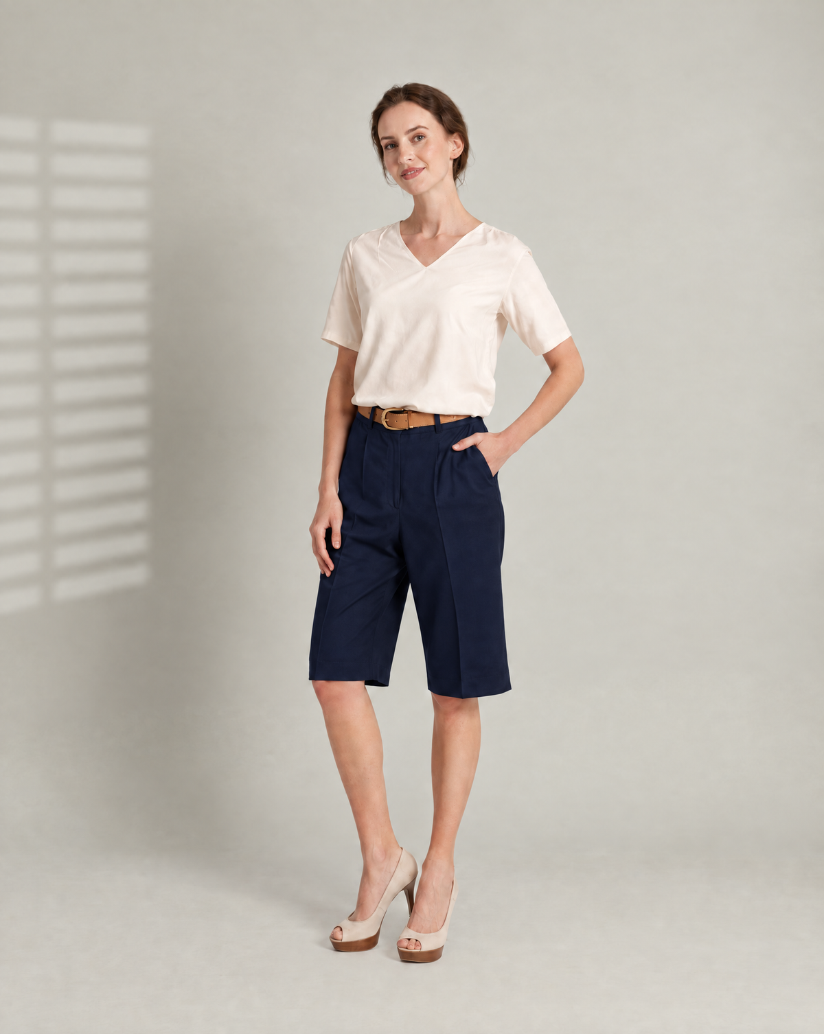 The 'Weekend Essentials' Bundle A, Regent Shirt (Alabaster) & Bermuda Shorts (Navy)