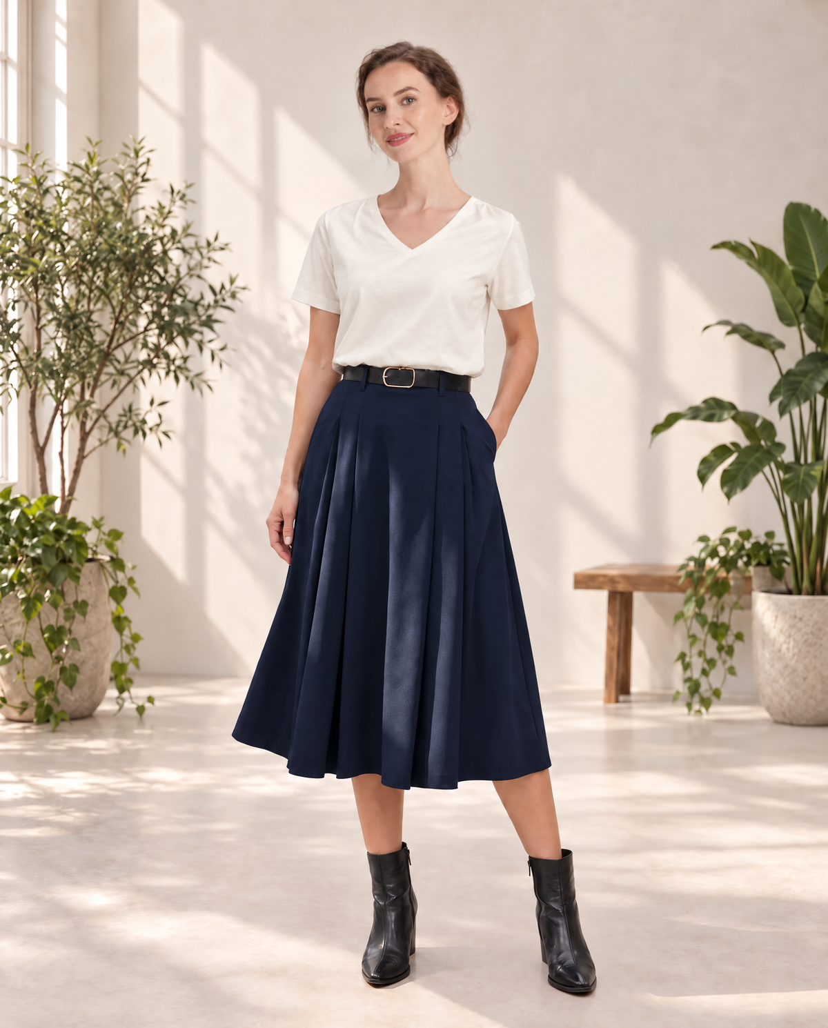The Riviera 'Pleated' Midi Skirt