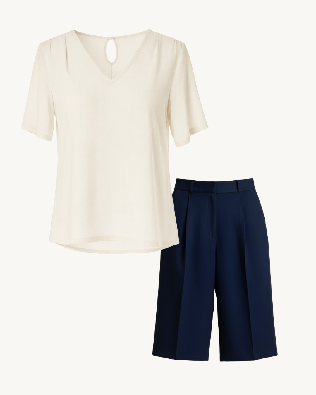 The 'Weekend Essentials' Bundle A, Regent Shirt (Alabaster) & Bermuda Shorts (Navy)
