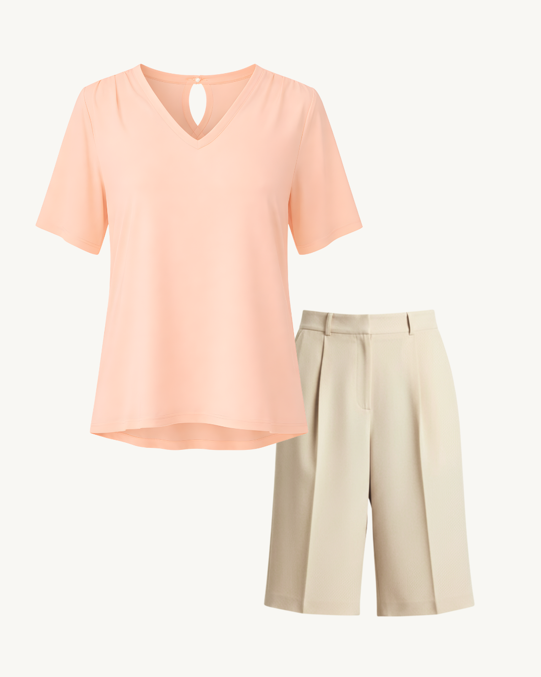 The 'Weekend Essentials' Bundle B, Regent Shirt (Blush) & Bermuda Shorts (Beige)