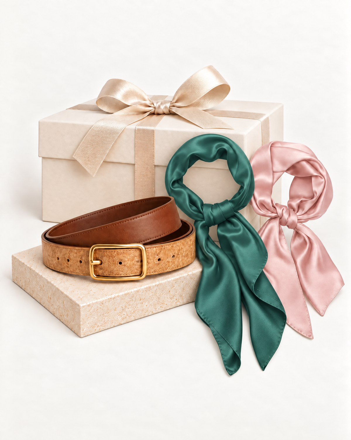 Gift Bundle - Signature Eco-Friendly Tan Reversible Belt & Scarf x 2
