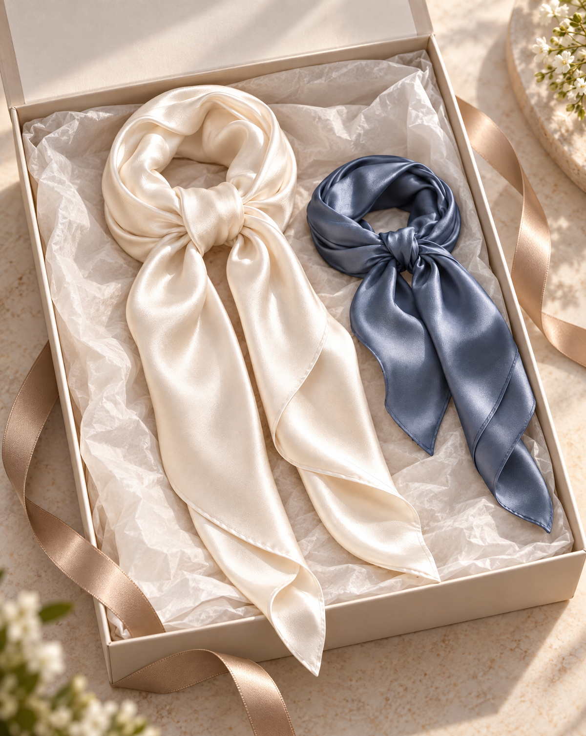 Gift Bundle - Eco-Friendly Silk Satin Scarf (Set of 2)